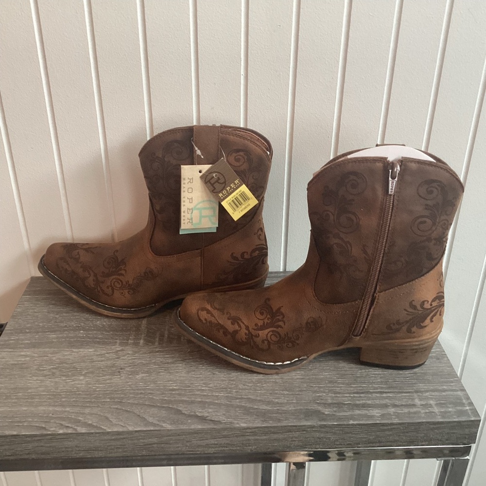 Roper Short Stuff Embroidery Round Toe Western Boot sz7 - Picture 7 of 15